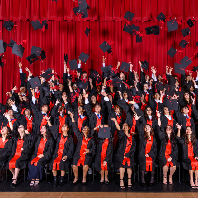 Y13 Grad Hat Toss Col Sim